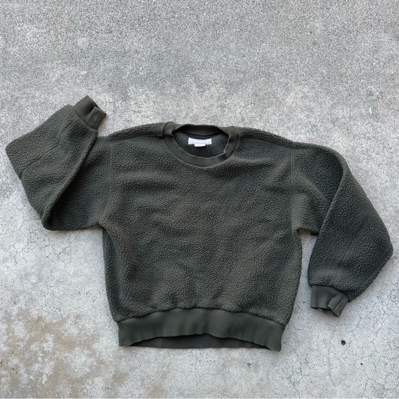 Everlane Renew Fleece Crewneck Pullover size small preloved green - Picture 4 of 4